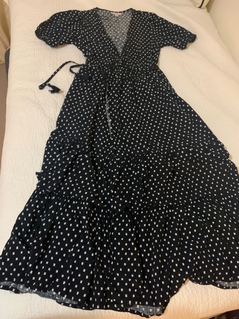 Knox Rose Black and White Polka Dot Wrap Maxi Dress